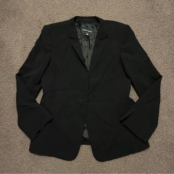 Giorgio Armani Black One Button Blazer - Picture 2 of 9